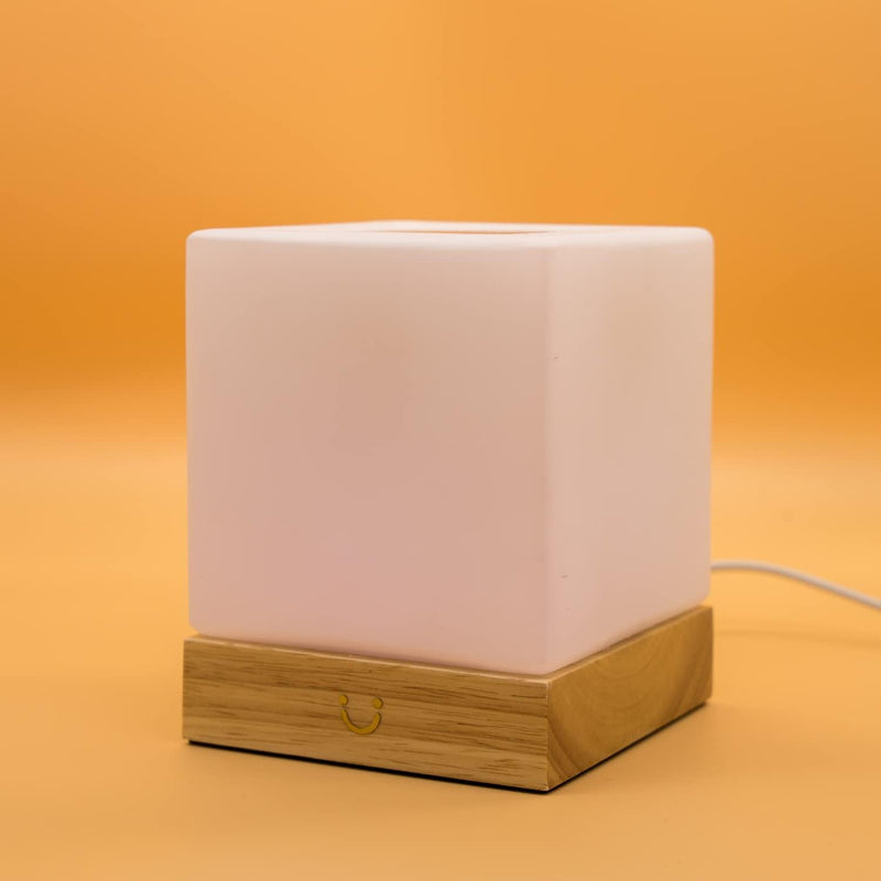 Dacida Cube Friendship Lamp v2 Extended WiFi Range - Bluetooth Setup - Wood & Glass Design (Set of Two, Walnut)