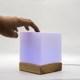 Dacida Cube Friendship Lamp v2 Extended WiFi Range - Bluetooth Setup - Wood & Glass Design (Set of Two, Natural)