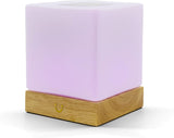 Dacida Cube Friendship Lamp v2 Extended WiFi Range - Bluetooth Setup - Wood & Glass Design (Set of Two, Natural)