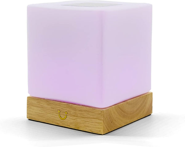 Dacida Cube Friendship Lamp v2 Extended WiFi Range - Bluetooth Setup - Wood & Glass Design (Set of Two, Natural)