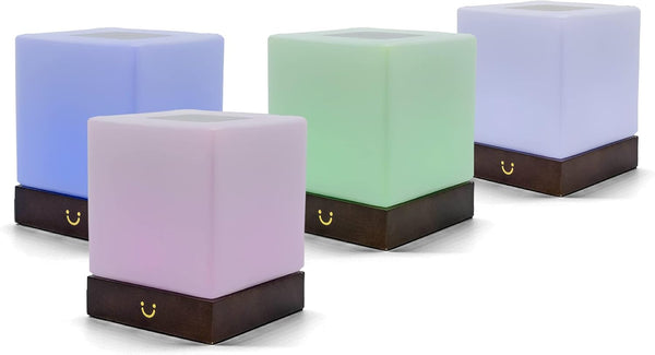 Dacida Cube Friendship Lamp v2 Extended WiFi Range - Bluetooth Setup - Wood & Glass Design (Set of Two, Natural)