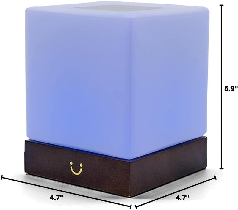 Dacida Cube Friendship Lamp v2 Extended WiFi Range - Bluetooth Setup - Wood & Glass Design (Set of Two, Natural)