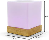 Dacida Cube Friendship Lamp v2 Extended WiFi Range - Bluetooth Setup - Wood & Glass Design (Set of Two, Natural)