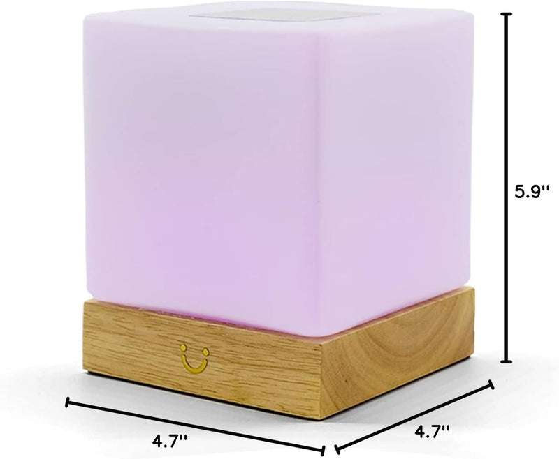 Dacida Cube Friendship Lamp v2 Extended WiFi Range - Bluetooth Setup - Wood & Glass Design (Set of Two, Natural)