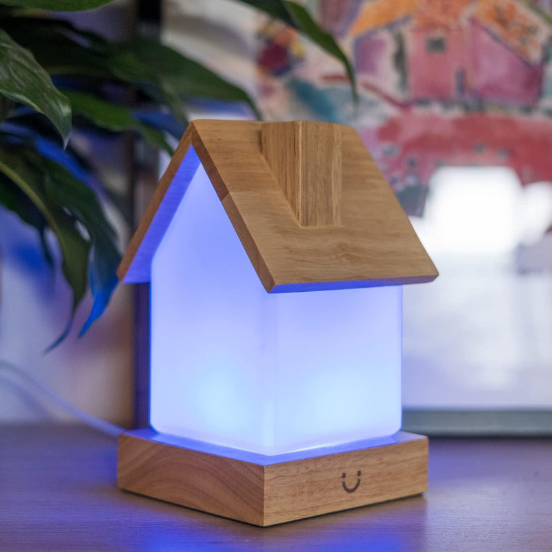Dacida Home Friendship Lamp v2 Extended WiFi Range - Bluetooth Setup - Wood & Glass Design (Set of Two, Natural)