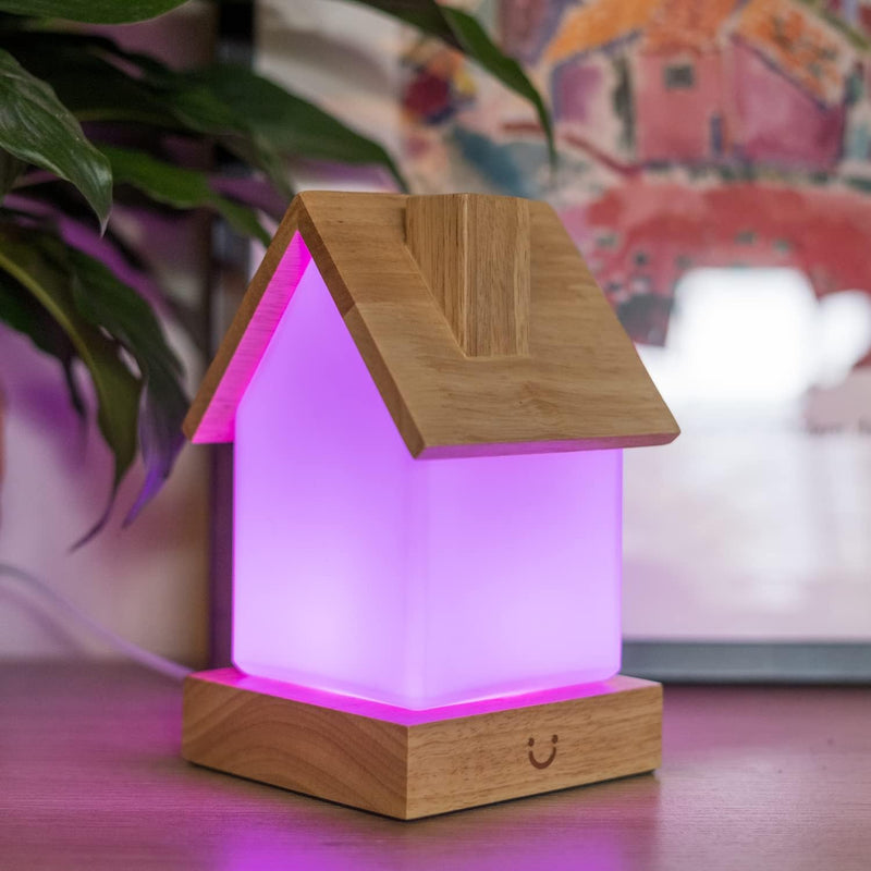 Dacida Home Friendship Lamp v2 Extended WiFi Range - Bluetooth Setup - Wood & Glass Design (Set of Two, Natural)