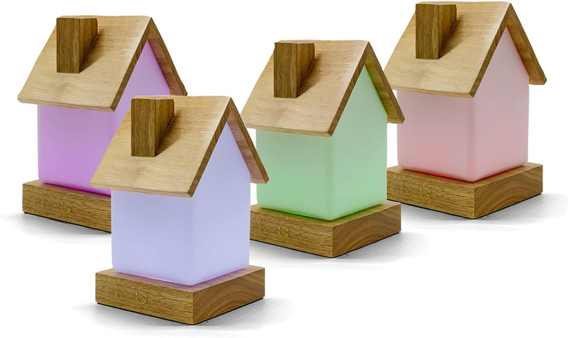 Dacida Home Friendship Lamp v2 Extended WiFi Range - Bluetooth Setup - Wood & Glass Design (Set of Two, Natural)