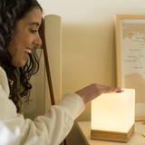 Dacida Cube Friendship Lamp v2 Extended WiFi Range - Bluetooth Setup - Wood & Glass Design (Set of Two, Walnut)