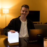 Dacida Cube Friendship Lamp v2 Extended WiFi Range - Bluetooth Setup - Wood & Glass Design (Set of Two, Natural)