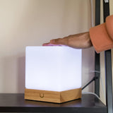 Dacida Cube Friendship Lamp v2 Extended WiFi Range - Bluetooth Setup - Wood & Glass Design (Set of Two, Natural)