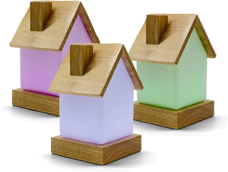 Dacida Home Friendship Lamp v2 Extended WiFi Range - Bluetooth Setup - Wood & Glass Design (Set of Two, Natural)