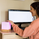 Dacida Cube Friendship Lamp v2 Extended WiFi Range - Bluetooth Setup - Wood & Glass Design (Set of Two, Natural)