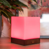 Dacida Cube Friendship Lamp v2 Extended WiFi Range - Bluetooth Setup - Wood & Glass Design (Set of Two, Walnut)