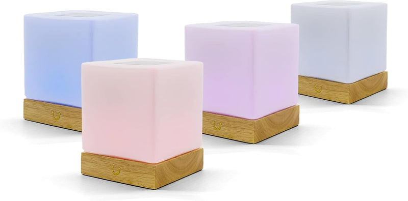 Dacida Cube Friendship Lamp v2 Extended WiFi Range - Bluetooth Setup - Wood & Glass Design (Set of Two, Natural)