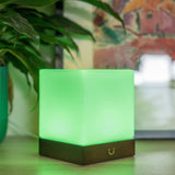 Dacida Cube Friendship Lamp v2 Extended WiFi Range - Bluetooth Setup - Wood & Glass Design (Set of Two, Walnut)