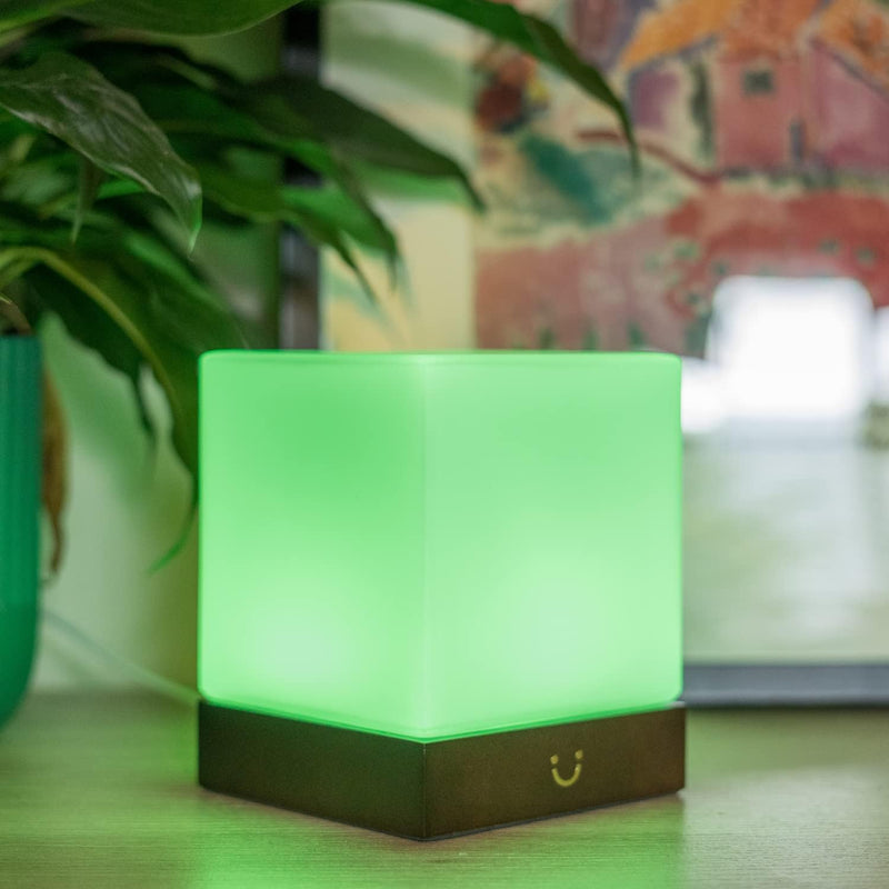 Dacida Cube Friendship Lamp v2 Extended WiFi Range - Bluetooth Setup - Wood & Glass Design (Set of Two, Walnut)