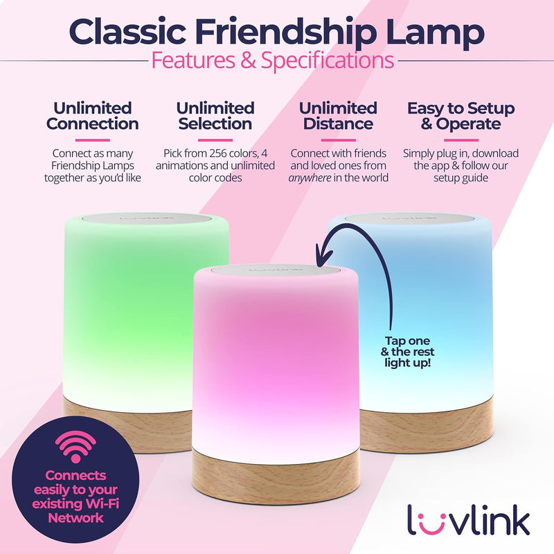 Dacida Friendship Lamp v2.0 - Extended Wifi Range - Simple Bluetooth Setup (Single)