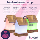Dacida Home Friendship Lamp v2 Extended WiFi Range - Bluetooth Setup - Wood & Glass Design (Set of Two, Natural)