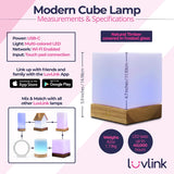 Dacida Cube Friendship Lamp v2 Extended WiFi Range - Bluetooth Setup - Wood & Glass Design (Set of Two, Natural)