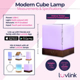 Dacida Cube Friendship Lamp v2 Extended WiFi Range - Bluetooth Setup - Wood & Glass Design (Set of Two, Walnut)